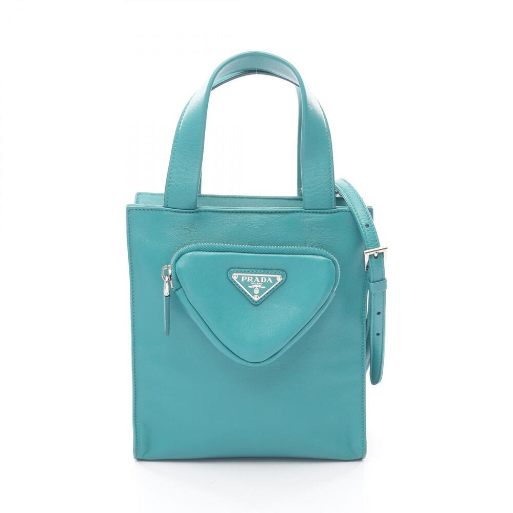 Prada Nappa 2way Handbag leather Turquoise Blue